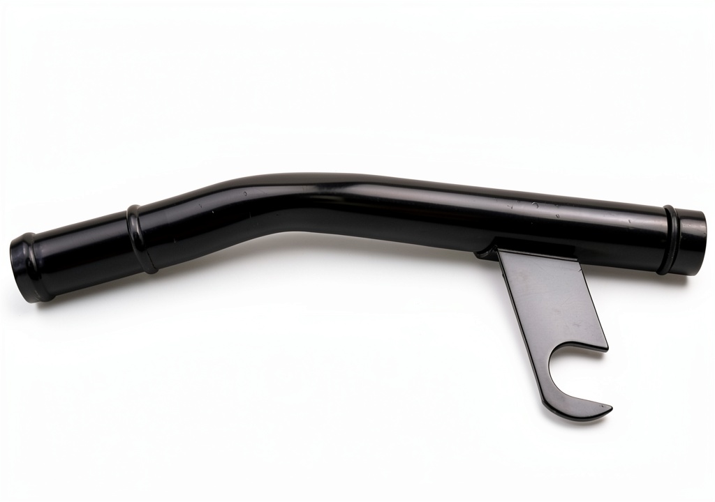 Installing DriveFix Water Pump Inlet Tube for Dodge Ram 3500 on a wooden workbench