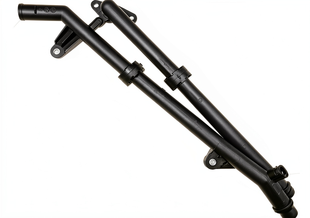 AMCC coolant pipe installed in a Mercedes engine bay