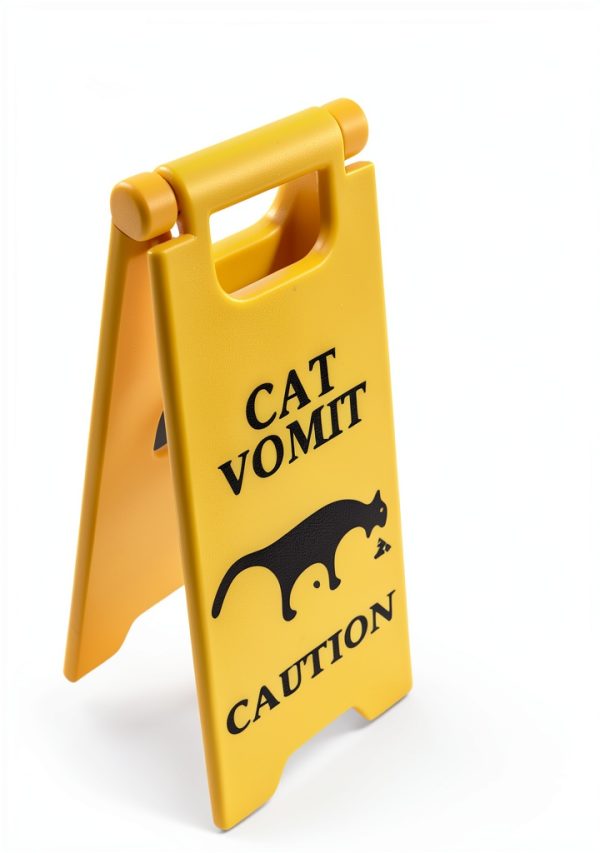Generic Yellow Plastic Floor Standing Cat Vomit Sign - 12x18in, 2 Pack-2