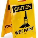 NMC FS2 Double Sided Floor Sign Yellow Coroplast 12x20 Inch Caution-0