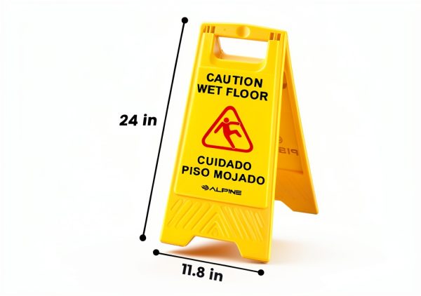 Alpine Caution Wet Floor Sign 5 Pack - 24 Inch High Visibility Yellow-4