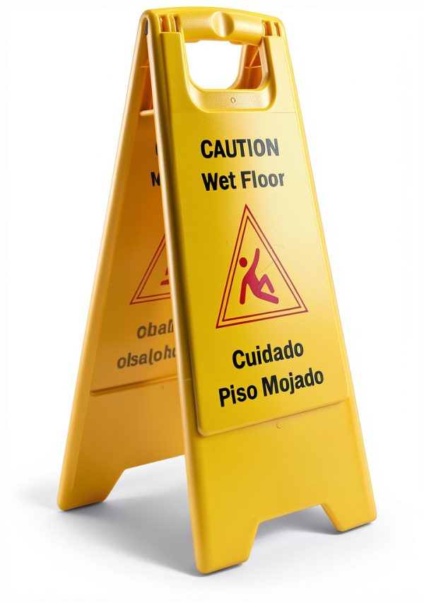 Wet Floor Sign 2 Pack Foldable Bilingual HERO AIR 24in Yellow-3