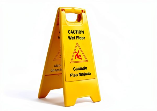 Wet Floor Sign 2 Pack Foldable Bilingual HERO AIR 24in Yellow-4