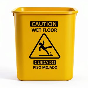 Acrimet 27 Quart Leak Collector Bucket with Wet Floor Sign Set of 2-0