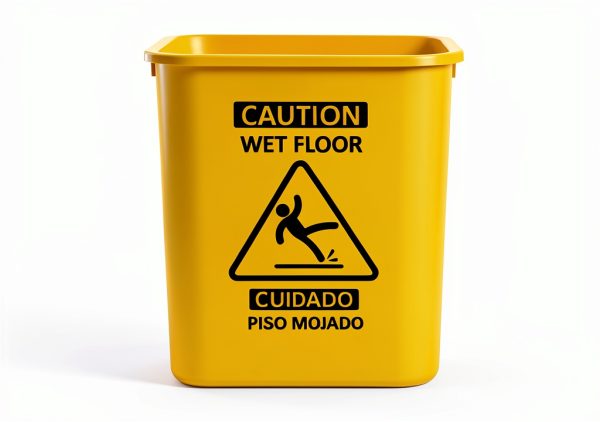 Acrimet 27 Quart Leak Collector Bucket with Wet Floor Sign Set of 2-0