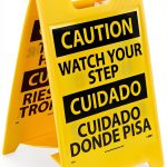 NMC FS32 Double Sided Floor Sign - Black on Yellow, 12x20 in-0