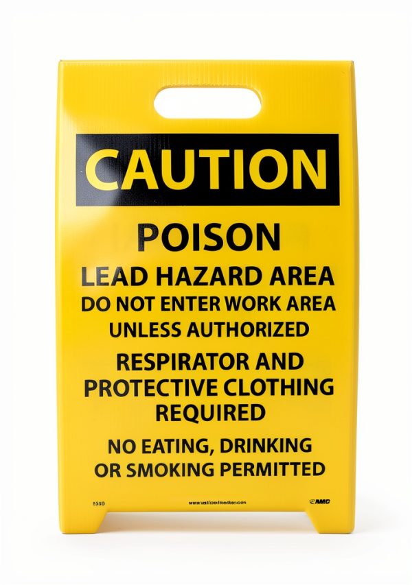 NMC FS19 Double Sided Floor Sign - Yellow Coroplast Safety Sign 12x20-0
