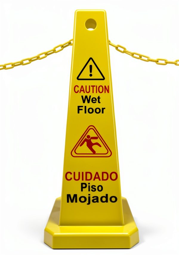 Reliable1st 26” Wet Floor Cones 6-Pack with 13ft Chain Bilingual-1