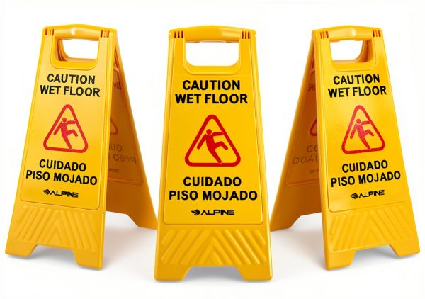Alpine Caution Wet Floor Sign 5 Pack - 24 Inch High Visibility Yellow-0