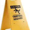Caution Tripping Hazard Sign NMC Double‑Sided Plastic 10.75×24.63 in-0