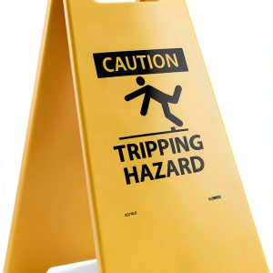 Caution Tripping Hazard Sign NMC Double‑Sided Plastic 10.75×24.63 in-0