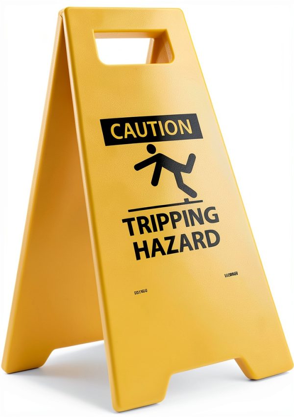 Caution Tripping Hazard Sign NMC Double‑Sided Plastic 10.75×24.63 in-0