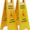 Wet Floor Sign 2 Pack Foldable Bilingual HERO AIR 24in Yellow-0