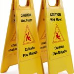 Wet Floor Sign 2 Pack Foldable Bilingual HERO AIR 24in Yellow-0