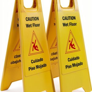 Wet Floor Sign 2 Pack Foldable Bilingual HERO AIR 24in Yellow-0