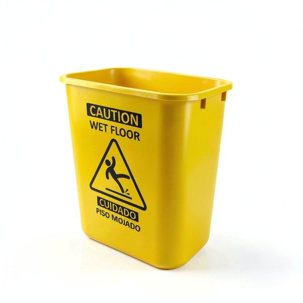 Acrimet 27 Quart Leak Collector Bucket with Wet Floor Sign Set of 2-5