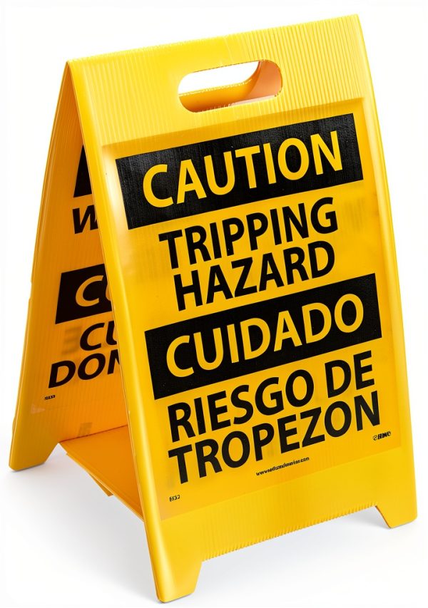 NMC FS32 Double Sided Floor Sign - Black on Yellow, 12x20 in-1