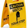 NMC FS2 Double Sided Floor Sign Yellow Coroplast 12x20 Inch Caution-1