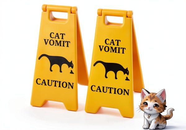 Generic Yellow Plastic Floor Standing Cat Vomit Sign - 12x18in, 2 Pack-0