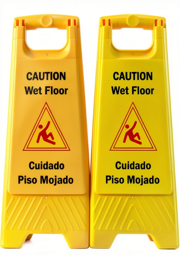Wet Floor Sign 2 Pack Foldable Bilingual HERO AIR 24in Yellow-1