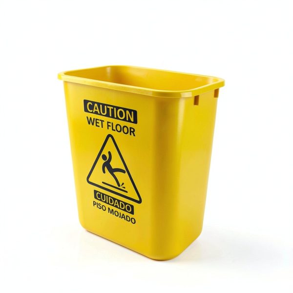 Acrimet Bucket and Wet Floor Sign, Leak Collector Bucket, Caution Wet Floor, Bilingual Safety Sign on Both Sides in English and Spanish, 27 Quart (Plastic) (Yellow Color) (Set of 4)-5