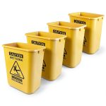 Acrimet Bucket and Wet Floor Sign, Leak Collector Bucket, Caution Wet Floor, Bilingual Safety Sign on Both Sides in English and Spanish, 27 Quart (Plastic) (Yellow Color) (Set of 4)-0