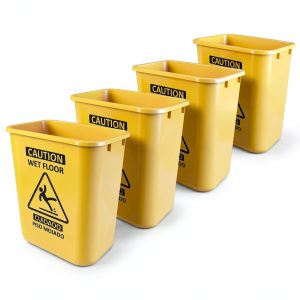 Acrimet Bucket and Wet Floor Sign, Leak Collector Bucket, Caution Wet Floor, Bilingual Safety Sign on Both Sides in English and Spanish, 27 Quart (Plastic) (Yellow Color) (Set of 4)-0