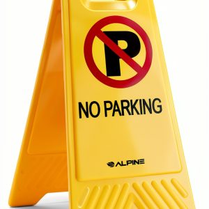 Alpine Two-Sided Fold-Out No Parking Sign 3 Pack Yellow Plastic Stand-0