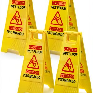 Caution Wet Floor Sign 4 Pack - Mezchi Yellow 24 Inch A-Frame Sign-0