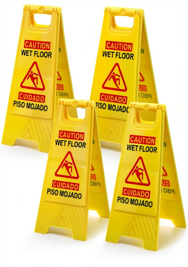 Caution Wet Floor Sign 4 Pack - Mezchi Yellow 24 Inch A-Frame Sign-0