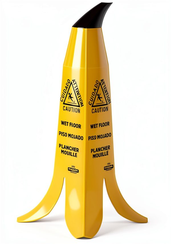 Banana Cone 2FT Wet Floor Safety Sign - Stackable Yellow Cones Pack of-3