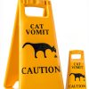 Generic Yellow Plastic Floor Standing Cat Vomit Sign - 12x18in, 2 Pack-3