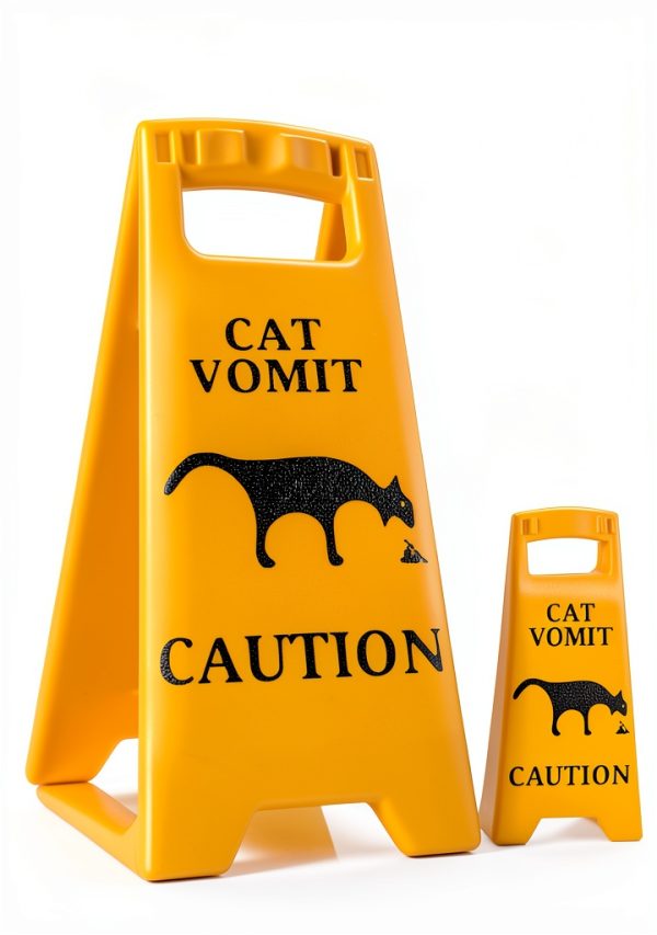 Generic Yellow Plastic Floor Standing Cat Vomit Sign - 12x18in, 2 Pack-3