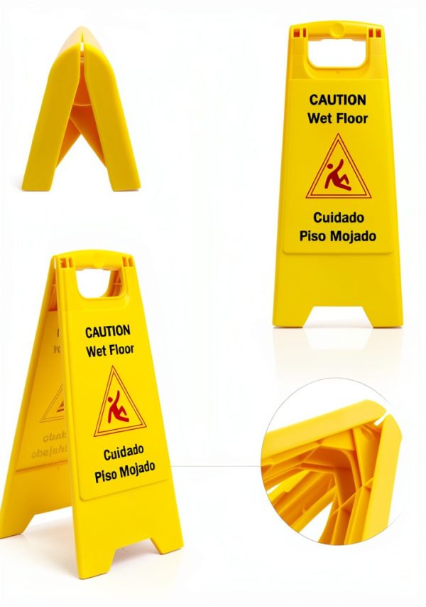Wet Floor Sign 2 Pack Foldable Bilingual HERO AIR 24in Yellow-2