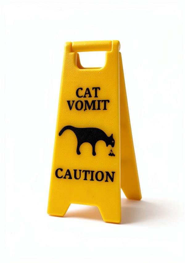 Generic Yellow Plastic Floor Standing Cat Vomit Sign - 12x18in, 2 Pack-1