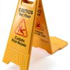 BestEquip 10 Pack Bilingual Yellow Caution Floor Signs-2