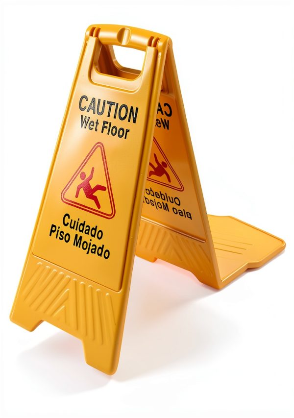 BestEquip 10 Pack Bilingual Yellow Caution Floor Signs-2