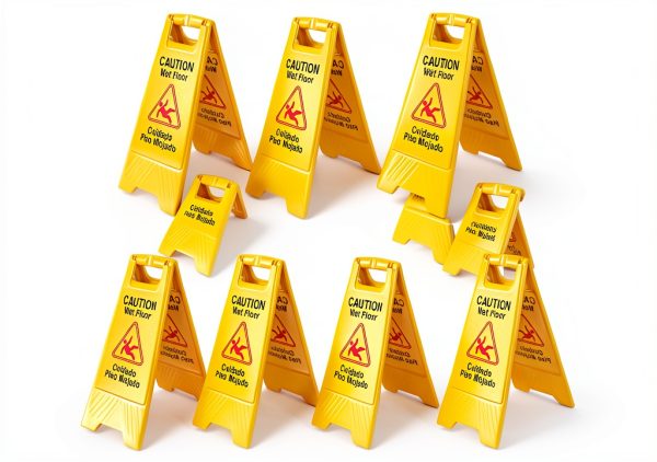 BestEquip 10 Pack Bilingual Yellow Caution Floor Signs-0