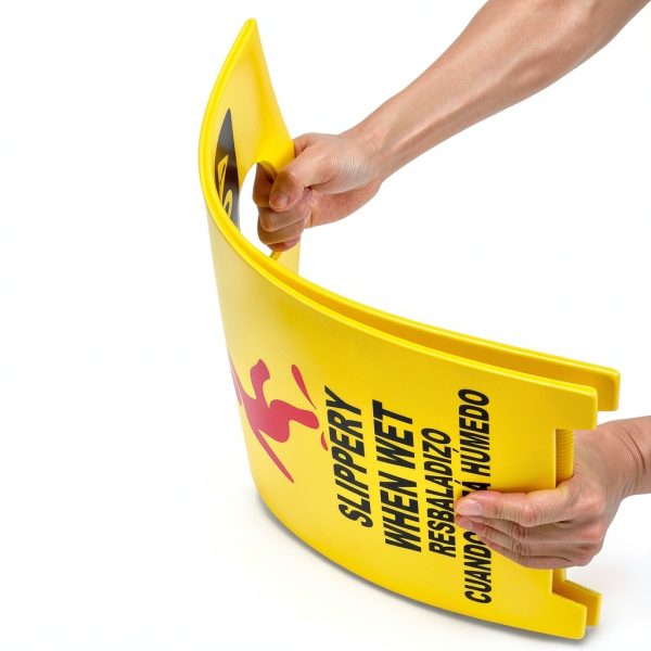 Industrial Wet Floor Sign Matthew Cleaning 19" Yellow Plastic 2‑Sided-1