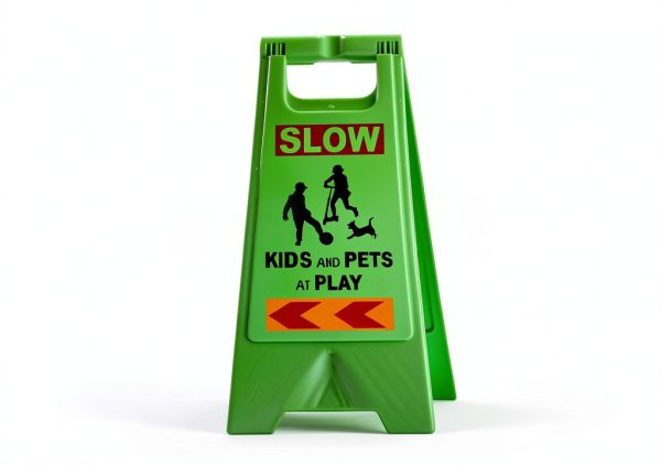 Kids Playing Sign 24in Green 3 Pack by XPCARE Floor Stand Safety Sign-3