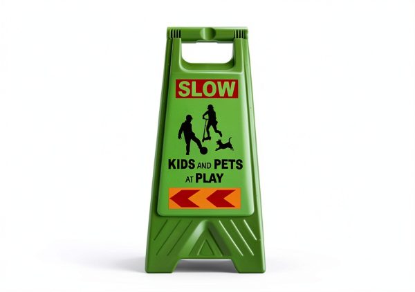 Kids Playing Sign 24in Green 3 Pack by XPCARE Floor Stand Safety Sign-1