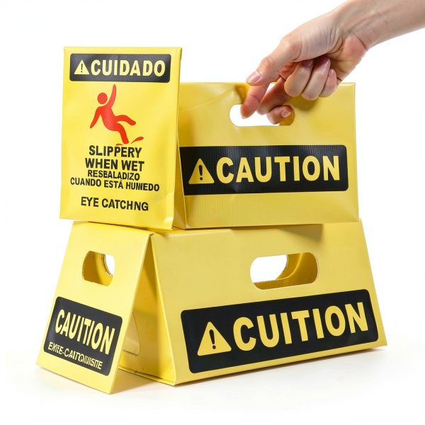 Industrial Wet Floor Sign Matthew Cleaning 19" Yellow Plastic 2‑Sided-2