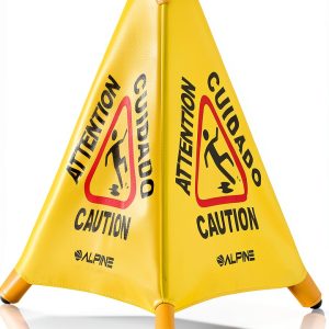Alpine Caution Wet Floor Sign Wall Mounted Foldable Yellow 20in-0
