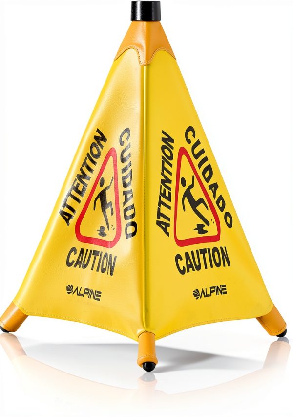 Alpine Caution Wet Floor Sign Wall Mounted Foldable Yellow 20in-0