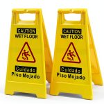 Caution Wet Floor Sign GJC 2-Pack Bright Yellow A-Frame 17.5" Height-0