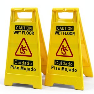 Caution Wet Floor Sign GJC 2-Pack Bright Yellow A-Frame 17.5" Height-0