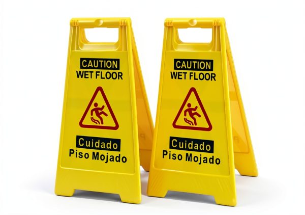 Caution Wet Floor Sign GJC 2-Pack Bright Yellow A-Frame 17.5" Height-0