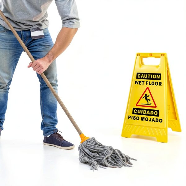 Caution Wet Floor Sign 2 Pack Yellow Double‑Sided Bilingual by-3