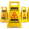 Caution Wet Floor Sign 4-Pack YOLNEXI Yellow Double‑Sided A‑Frame17.5"-0