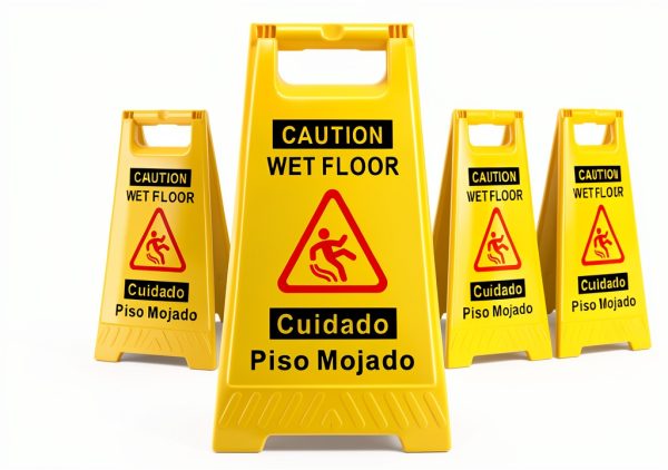 Caution Wet Floor Sign 4-Pack YOLNEXI Yellow Double‑Sided A‑Frame17.5"-0